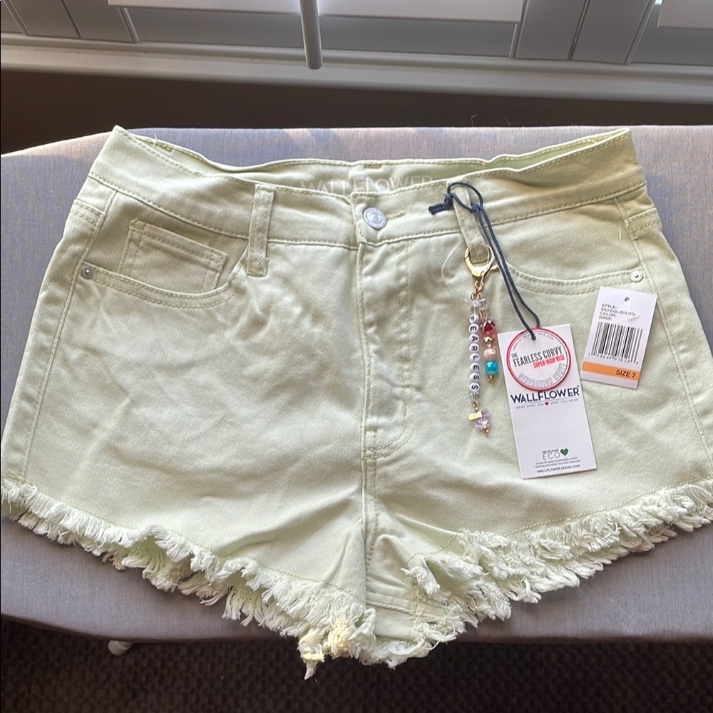 Wallflower Women's Mint Green Frayed Hem Shorts Size 7